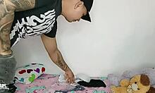 caught my stepsister's horny stepson jerking with my panties, we fucked 😈