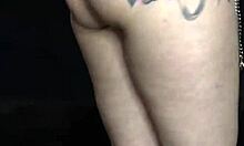 Blonde tattooed goth femdom dominates with sexy small tits