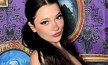 pigtails goth girl removes bra in haunted house with music