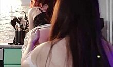 Milf passionately dominates dating site guy in maid costume with intense anal fucking