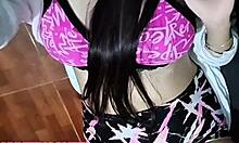 Young Woman Gets Excited Watching Homemade Videos