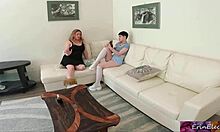 Stepbrother Fucks Stepsister's Lesbian Girlfriend