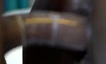 The ebony girl with a fat black ass bends over for the big dick in missionary and doggystyle positions