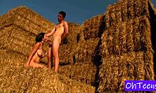 Young European Czech girls Erika and Karol flash their big natural tits in public outdoor setting