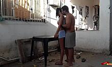 fucking the babysitter in the backyard, her tight teen ass taking it all