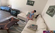 Stepbrother Fucks Stepsister's Lesbian Girlfriend