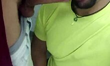 in a crowded bathroom, big dick guy pushes into my mouth, all i think about is sucking