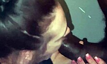 Mature woman gives head to black man