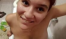 Chiara experiences golden shower on her breasts