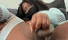 joanfantasy plays with her creamy pussy in light blue lingerie