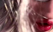 Suggestive Big Lips And Long Tongue In Lipstick