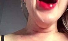 Suggestive Big Lips And Long Tongue In Lipstick