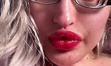 Suggestive Big Lips And Long Tongue In Lipstick