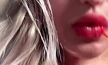 Suggestive Big Lips And Long Tongue In Lipstick