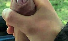 Flashing my huge cock outdoors under pants, waiting for someone to pass and see it!