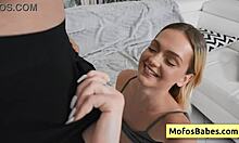 Flexible Blonde Girl Sucks Fat White Dick and Swallows Deep Throat Cum from Joey White and Jmac
