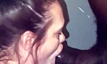 Mature woman gives head to black man