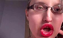 Suggestive Big Lips And Long Tongue In Lipstick