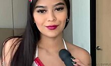 nurse with big tits takes her temperature using her black toy