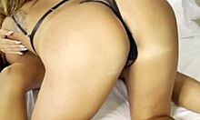 Horny Friend With Big Cock Arrives During Lesbian Sex And Joins In