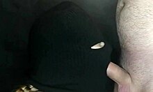 My Step Sister's Hot Mouth Sucks Cock With Face Hidden By Balaclava