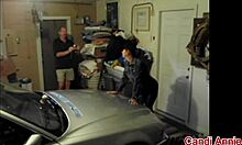 slut milf wife candi annie in hardcore photo shoot in dirty garage