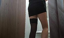 Man caught a girl in the toilet and used her hole for creampie