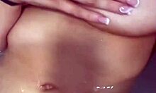 Horny british slut plays with herself in the shower