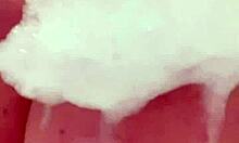 Horny british slut plays with herself in the shower