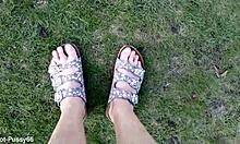 Footsteps in sandals