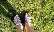 Footsteps in sandals