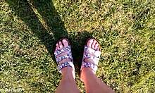 Footsteps in sandals