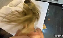 icegirl says, suck the whole dick and ride with your huge ass, cum in mouth