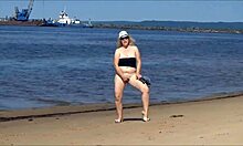 Mature Milf Shows Off Big Butt In Tight Jeans Shorts On Beach