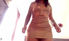 Latina Amateur Girl With Big Ass Wears Short Dress. She Boldly Emphasizes Her Sexy Body.