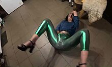 Deep blow-job and cum play on my shiny cameltoe
