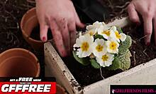 Appreciative babe showers Kay Carter