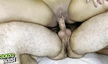 Swinger cum on slutty lady's face!