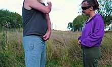 A stranger with a perfect ass catches a guy masturbating outdoors and joins in