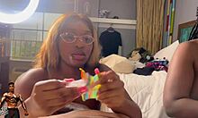 Two skilled women compete in a throat contest judged by boyfriends