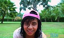 petite solo teen 18+ tobie teen 18+ gets wet fingering herself in the shower