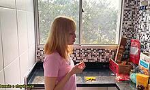 Petite Latina Teen Bent Over in Kitchen for Doggystyle Pussy Fucking