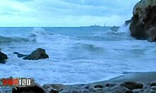 clara and barbara-nux lure terry kemaco into a rough beach threesome with strapon toys