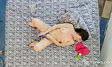 gorgeous girl toys her cooshie with tasty vibes