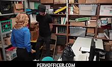 Perverted officer Krissy Lynn dominates young thief for stealing.