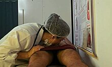 Nurse causes erection during intimate consultation in hospital.