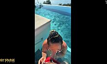 at the infinity pool in costa rica, she gives a public bj to her friend