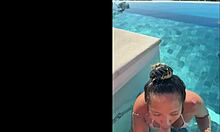 at the infinity pool in costa rica, she gives a public bj to her friend