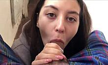 i was jerkin on the balcony when she watched and sucked my cock, fillin her mouth with cum lol