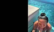 at the infinity pool in costa rica, she gives a public bj to her friend